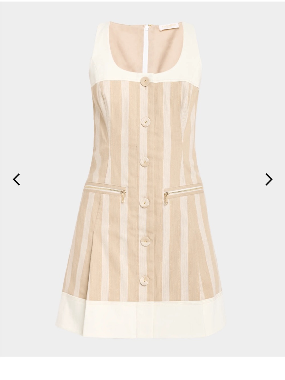 Ramy Brook Beige and White Striped Button-Front Mini Dress - Picture 4 of 5